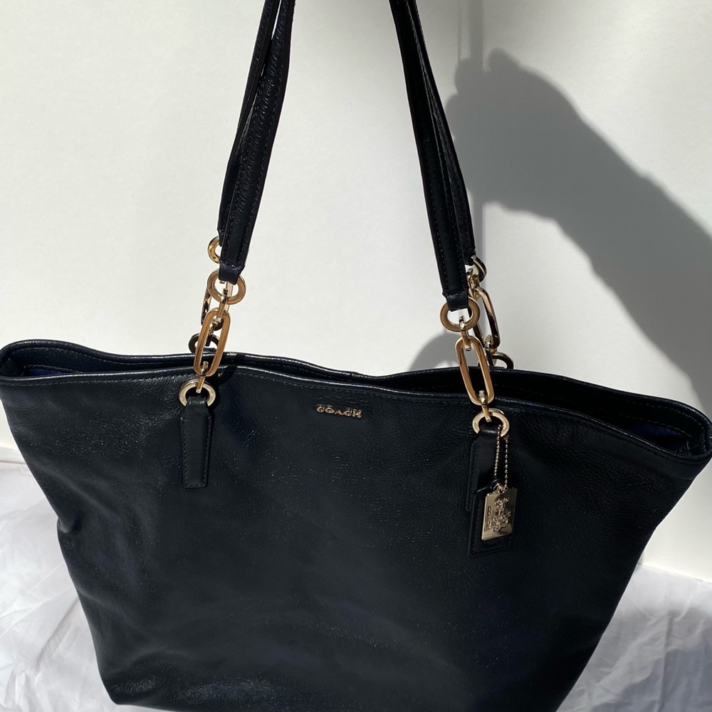 Black leather Coach tote